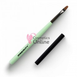 Pensula de unghii 2M Beauty pentru gel din par sintetic, cu capac, GREEN OVAL nr. 6
